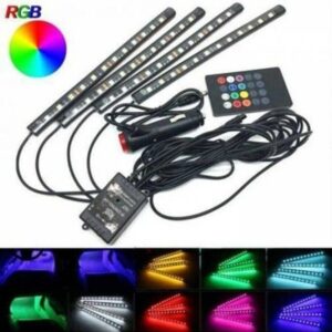 Araç Içi Aydınlatma Kumandalı Müziğe Duyarlı 9 Led Ayak Altı Led - 7 Renk Rgb