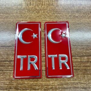 TÜM ARAÇLAR İÇİN PLAKA KIRMIZI TR YAZISI 2Lİ