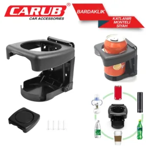 CARUB Bardaklık Katlanır Otomatik Monteli Siyah